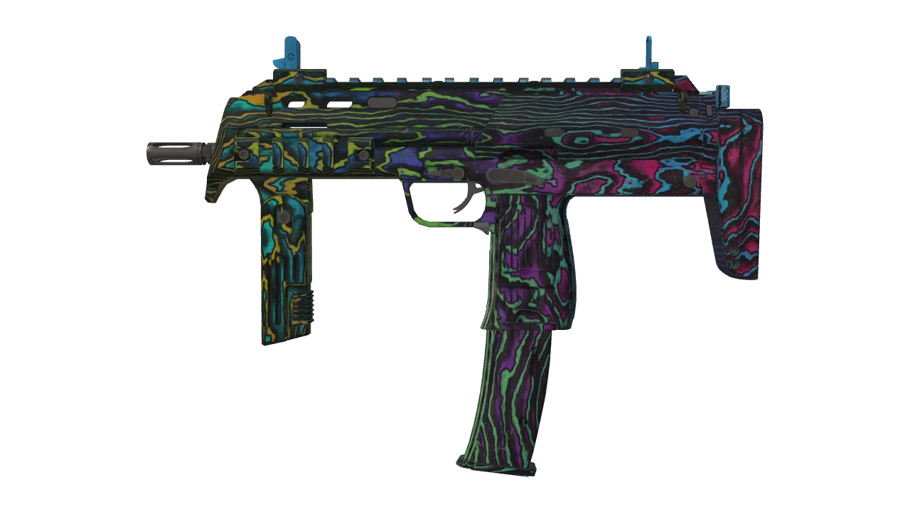 MP7 | Neon Ply (Well-Worn) — Dust II light, front