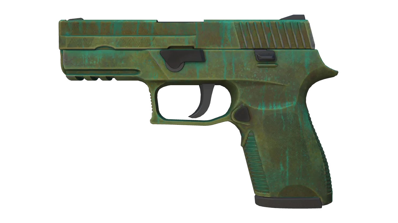 P250 | Verdigris (Battle-Scarred) — Dust II light, front
