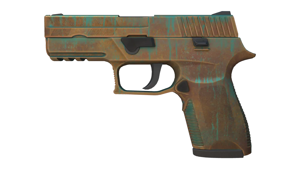 P250 | Verdigris (Minimal Wear) — Dust II light, front