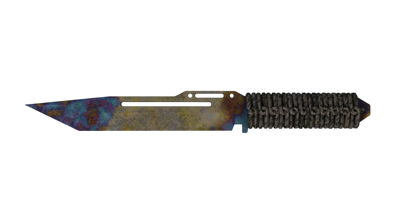 ★ Paracord Knife | Case Hardened (Battle-Scarred) — Dust II light, front