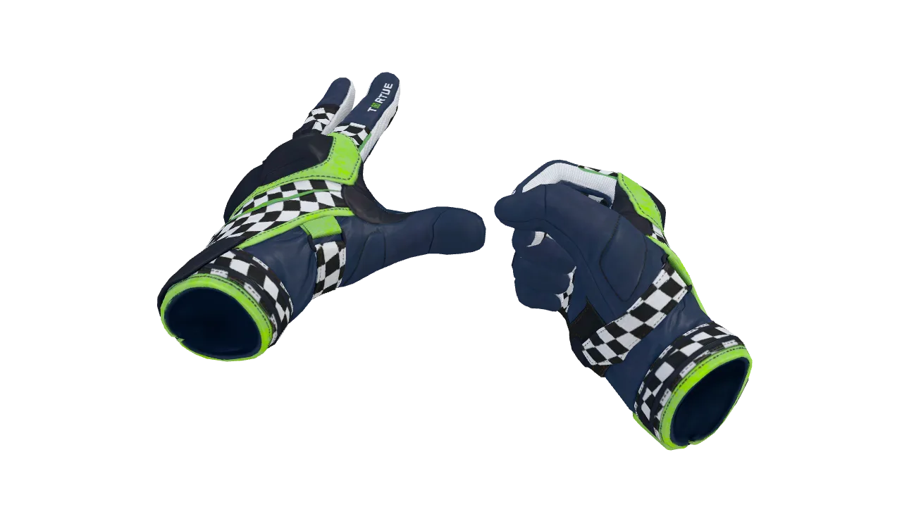 ★ Moto Gloves | Finish Line (Factory New) — Dust II light, front
