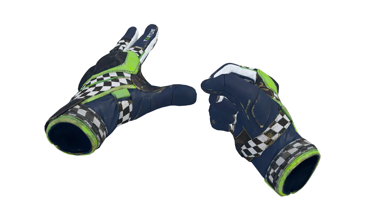 ★ Moto Gloves | Finish Line (Well-Worn) — Dust II light, front