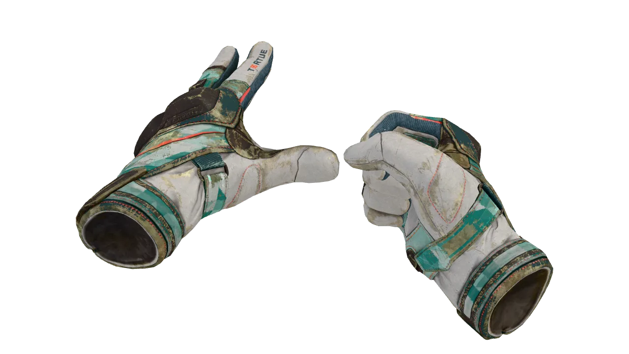 ★ Moto Gloves | Spearmint (Battle-Scarred) — Dust II light, front