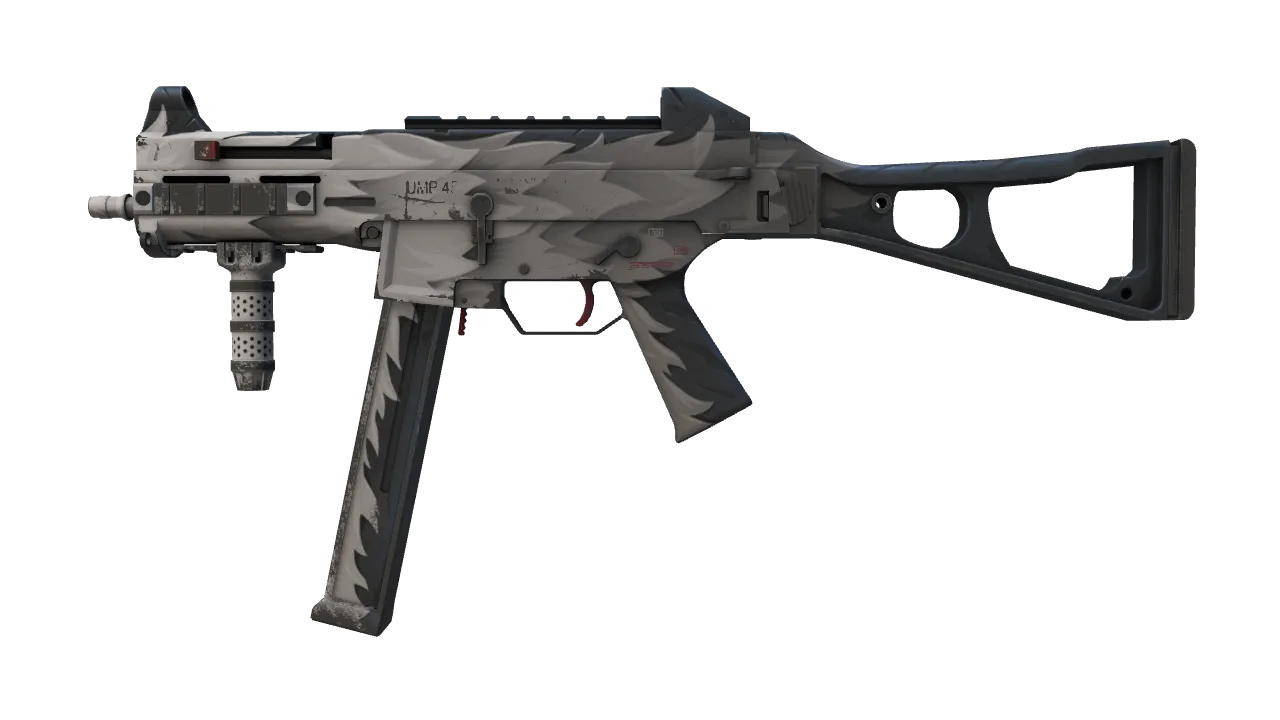 UMP-45 | Arctic Wolf (Well-Worn) — Dust II light, front