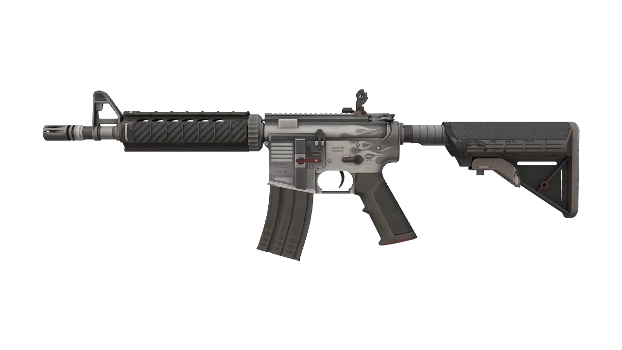 M4A4 | Magnesium (Well-Worn) — Dust II light, front