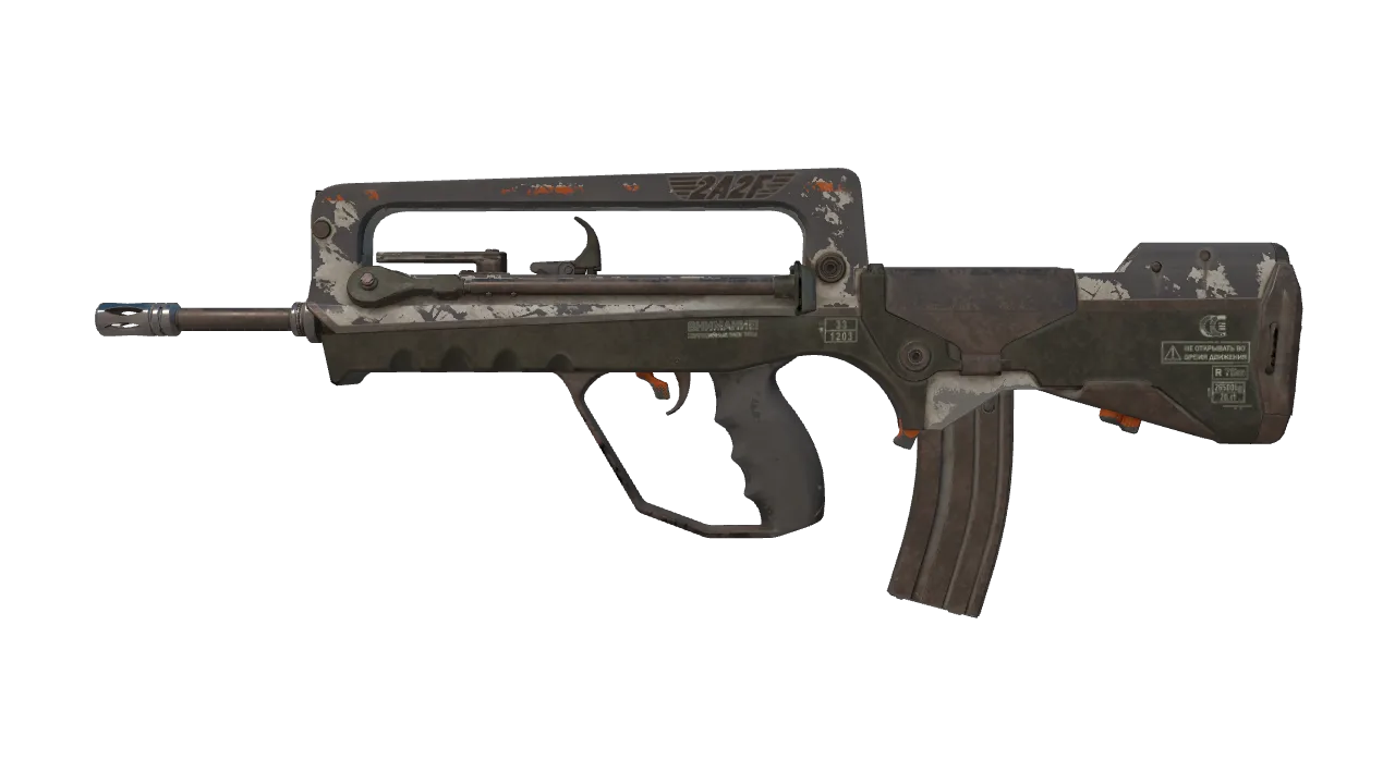 FAMAS | 2A2F (Battle-Scarred) — Dust II light, front