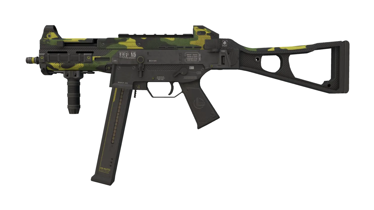 UMP-45 | Riot (Field-Tested) — Dust II light, front
