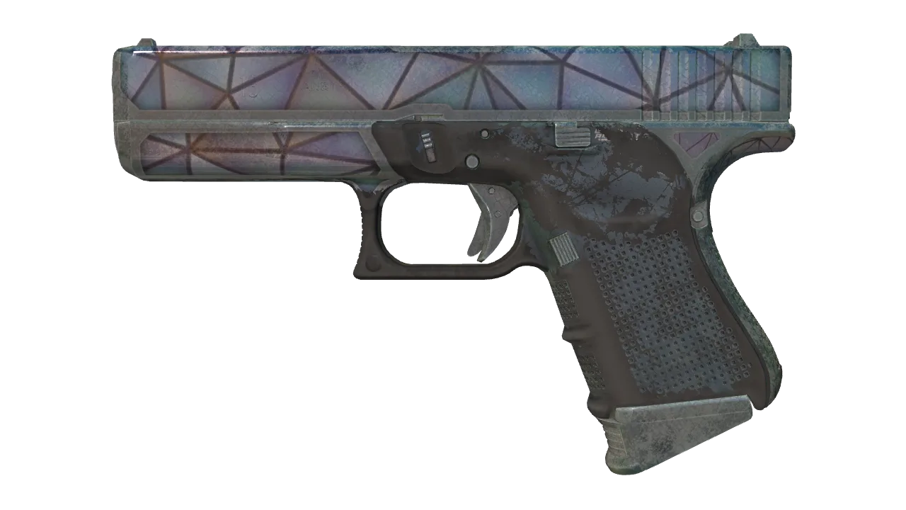 Souvenir Glock-18 | Mirror Mosaic (Battle-Scarred) — Dust II light, front
