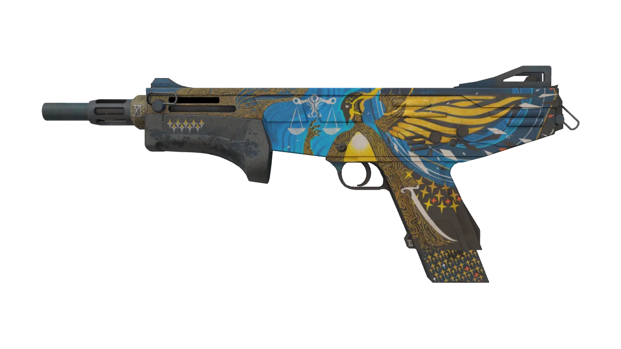 MAG-7 | Justice (Well-Worn) — Dust II light, front