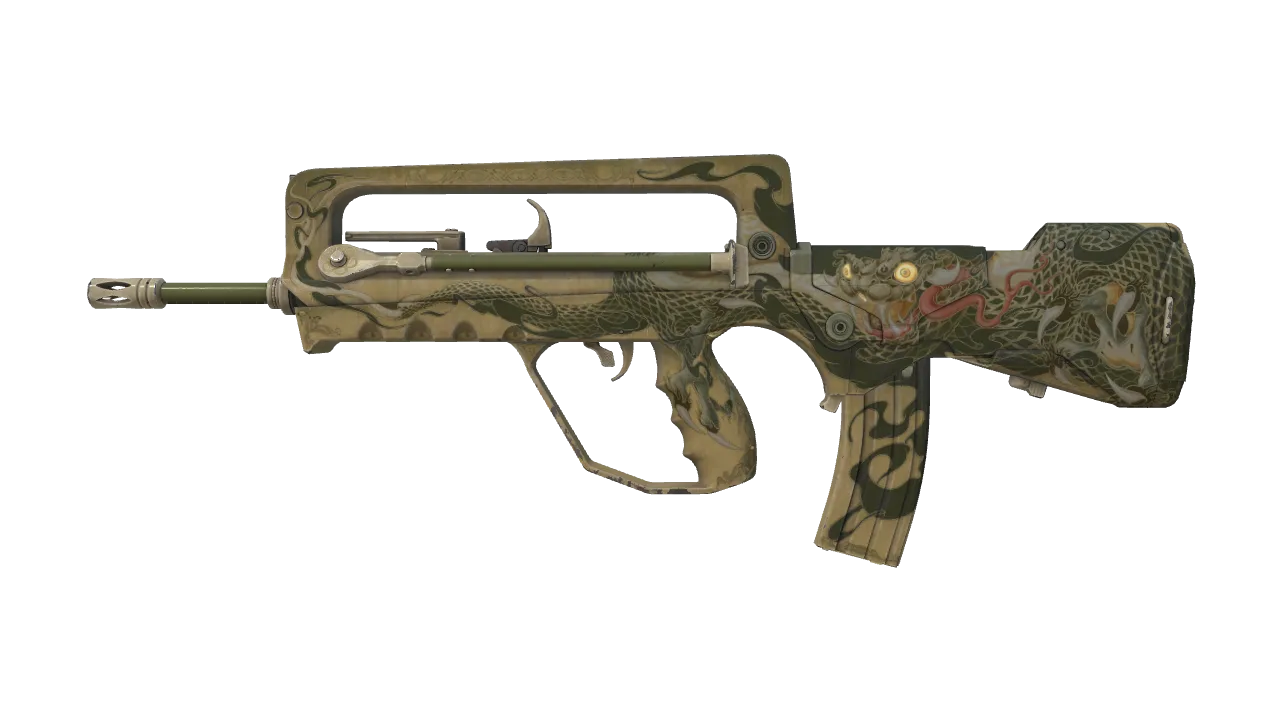 Souvenir FAMAS | Snake Song (Minimal Wear) — Dust II light, front