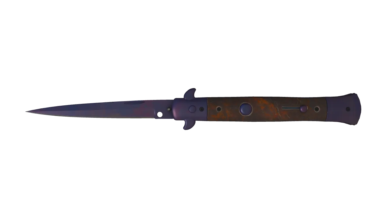 ★ Stiletto Knife | Doppler (Black Pearl) (Minimal Wear) — Dust II light, front