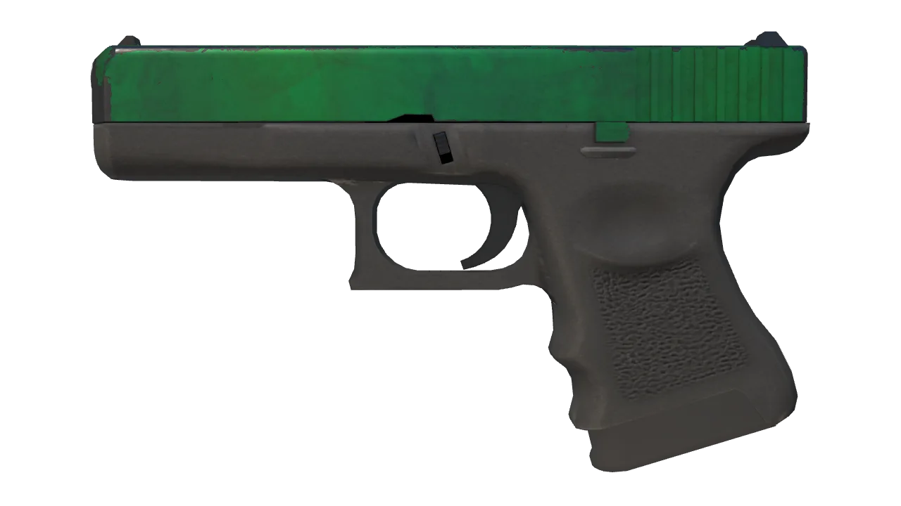 Glock-18 | Gamma Doppler (Emerald) (Well-Worn) — Dust II light, front