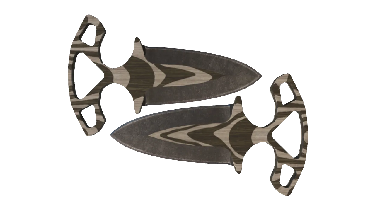 ★ Shadow Daggers | Black Laminate (Well-Worn) — Dust II light, front