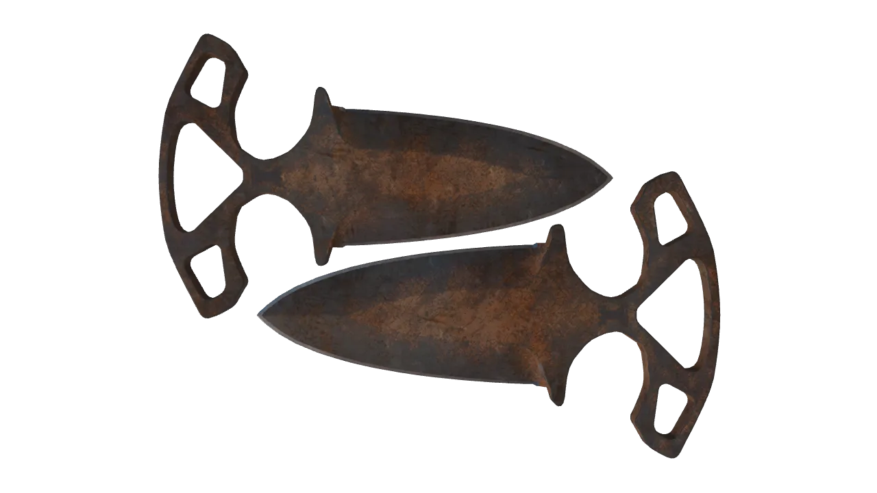 ★ Shadow Daggers | Rust Coat (Battle-Scarred) — Dust II light, front