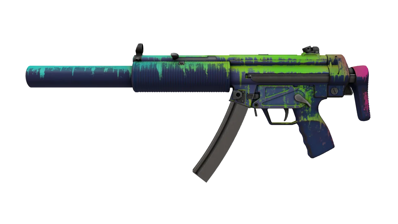 MP5-SD | Phosphor (Factory New) — Dust II light, front