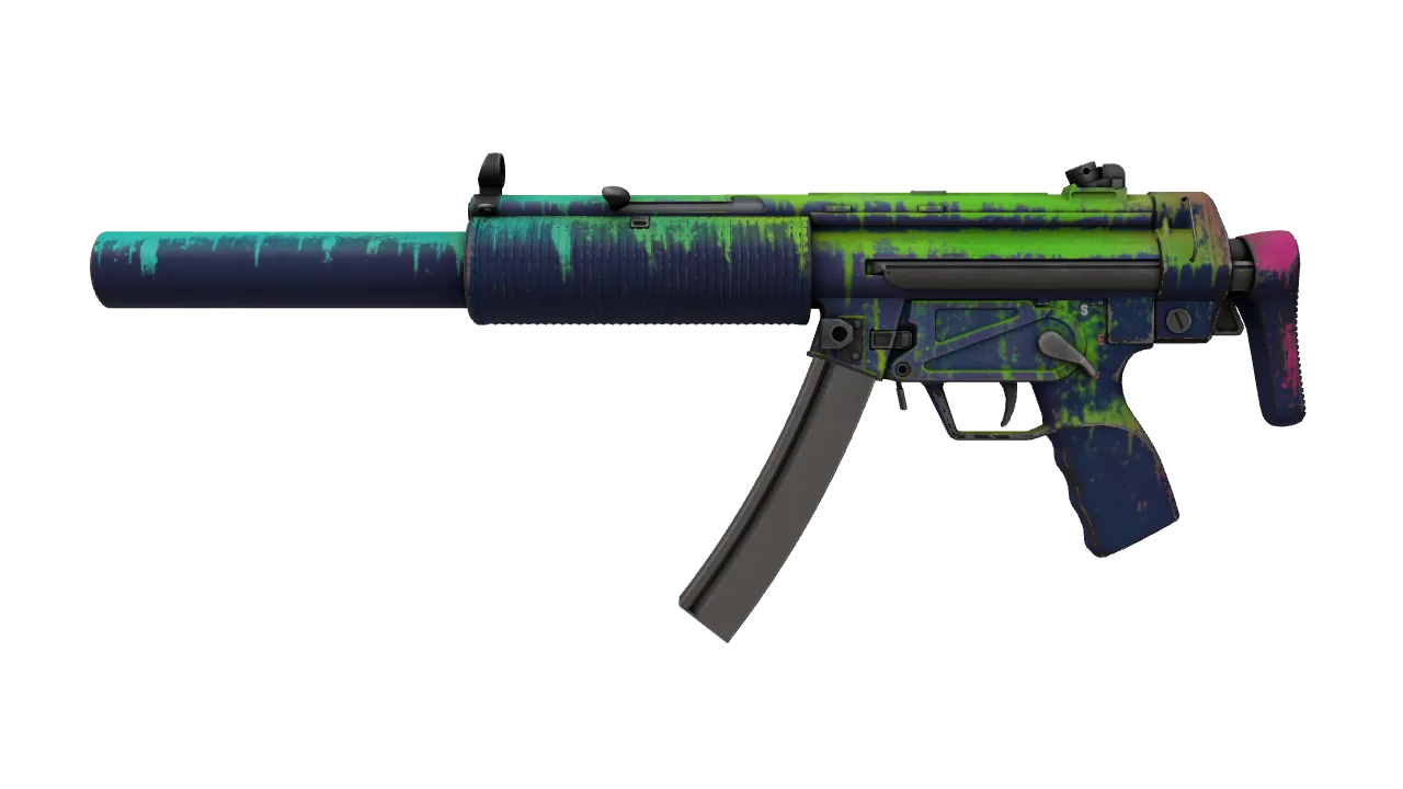 Souvenir MP5-SD | Phosphor (Well-Worn) — Dust II light, front