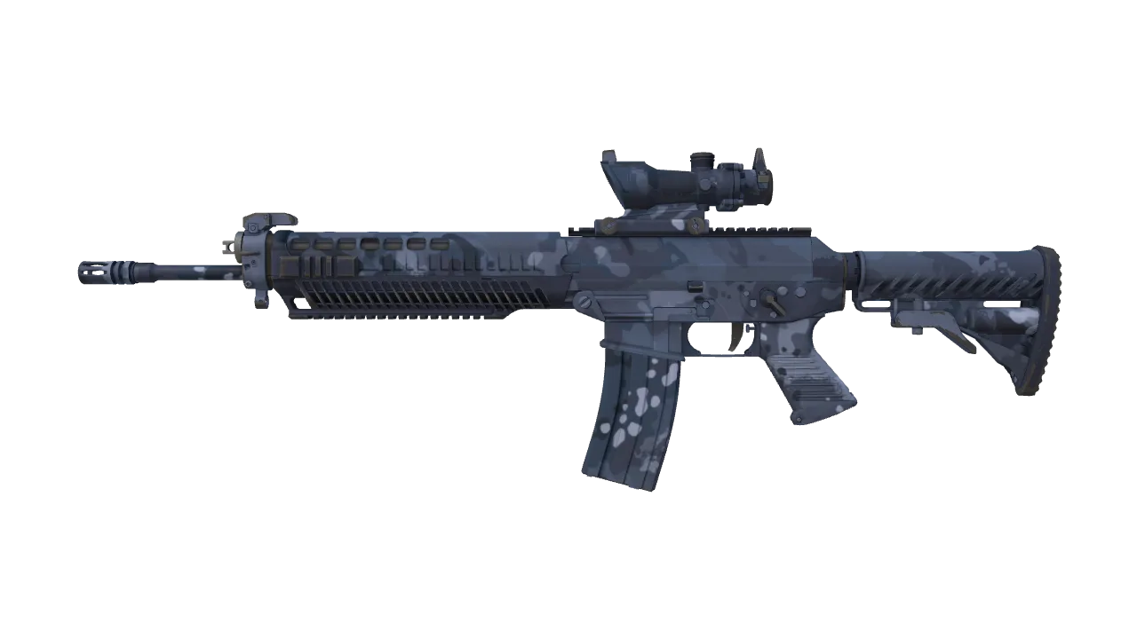 Souvenir SG 553 | Night Camo (Field-Tested) — Dust II light, front
