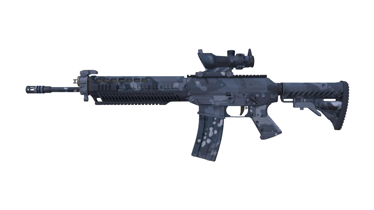 Souvenir SG 553 | Night Camo (Minimal Wear) — Dust II light, front