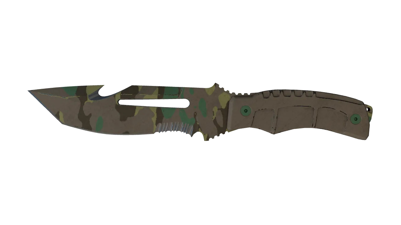 ★ Survival Knife | Boreal Forest (Well-Worn) — Dust II light, front
