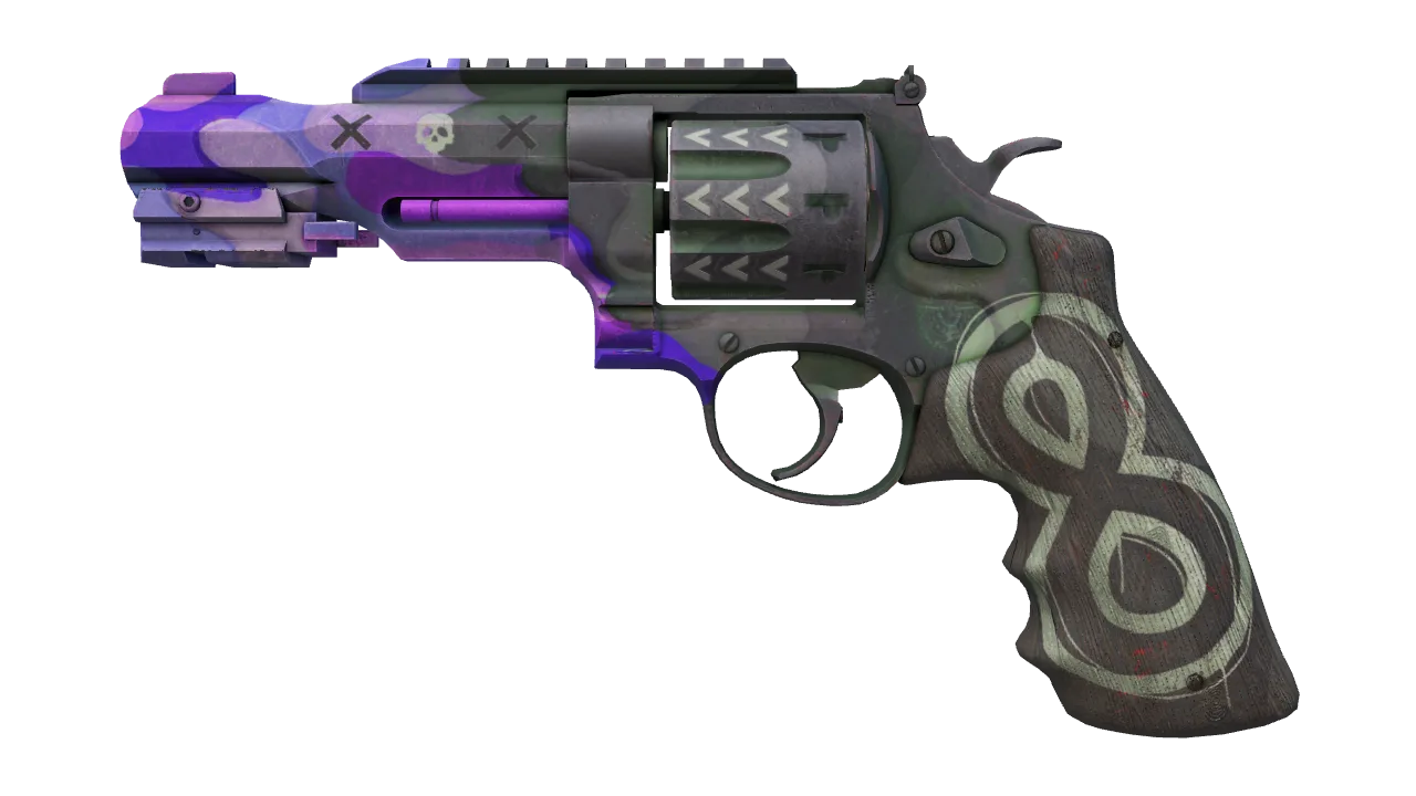 StatTrak™ R8 Revolver | Crazy 8 (Well-Worn) — Dust II light, front