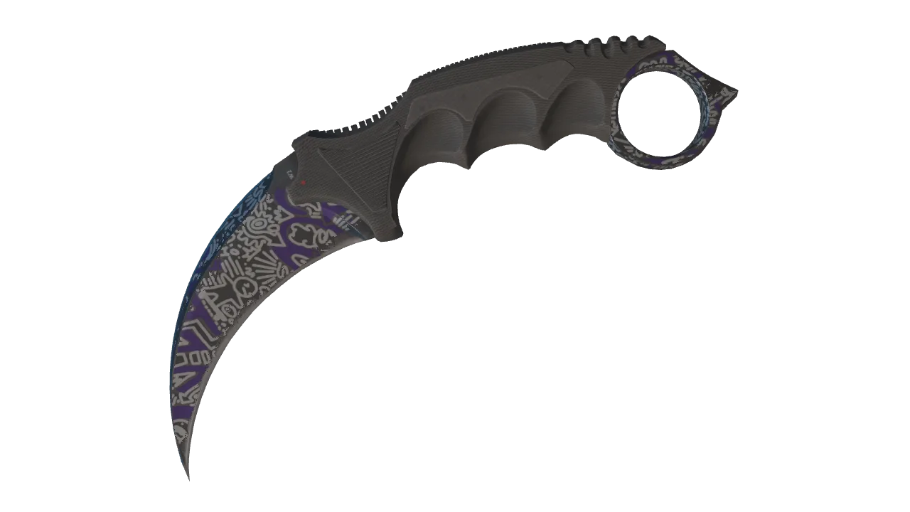 StatTrak™ ★ Karambit | Freehand (Well-Worn) — Dust II light, front