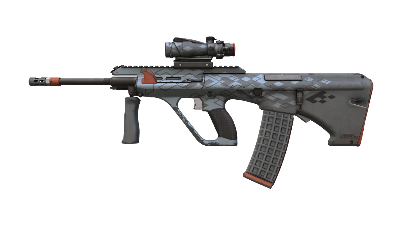 Souvenir AUG | Trigger Discipline (Well-Worn) — Dust II light, front