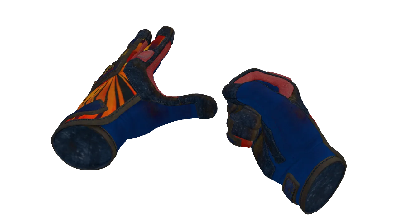 ★ Specialist Gloves | Sunburst (Battle-Scarred) — Dust II light, front