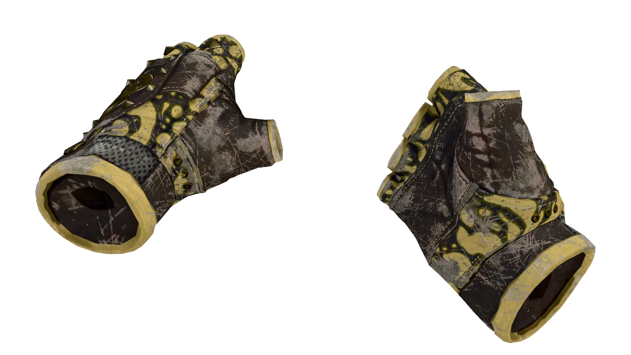 ★ Broken Fang Gloves | Yellow-banded (Battle-Scarred) — Dust II light, front