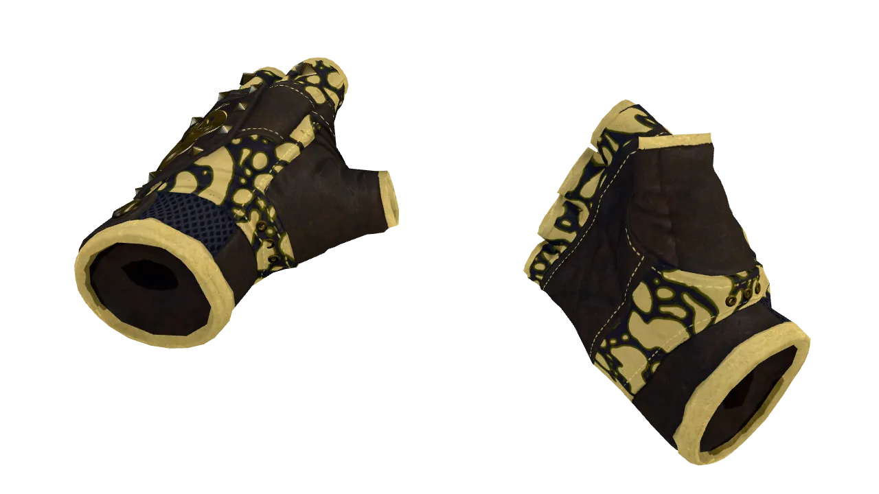 ★ Broken Fang Gloves | Yellow-banded (Minimal Wear) — Dust II light, front