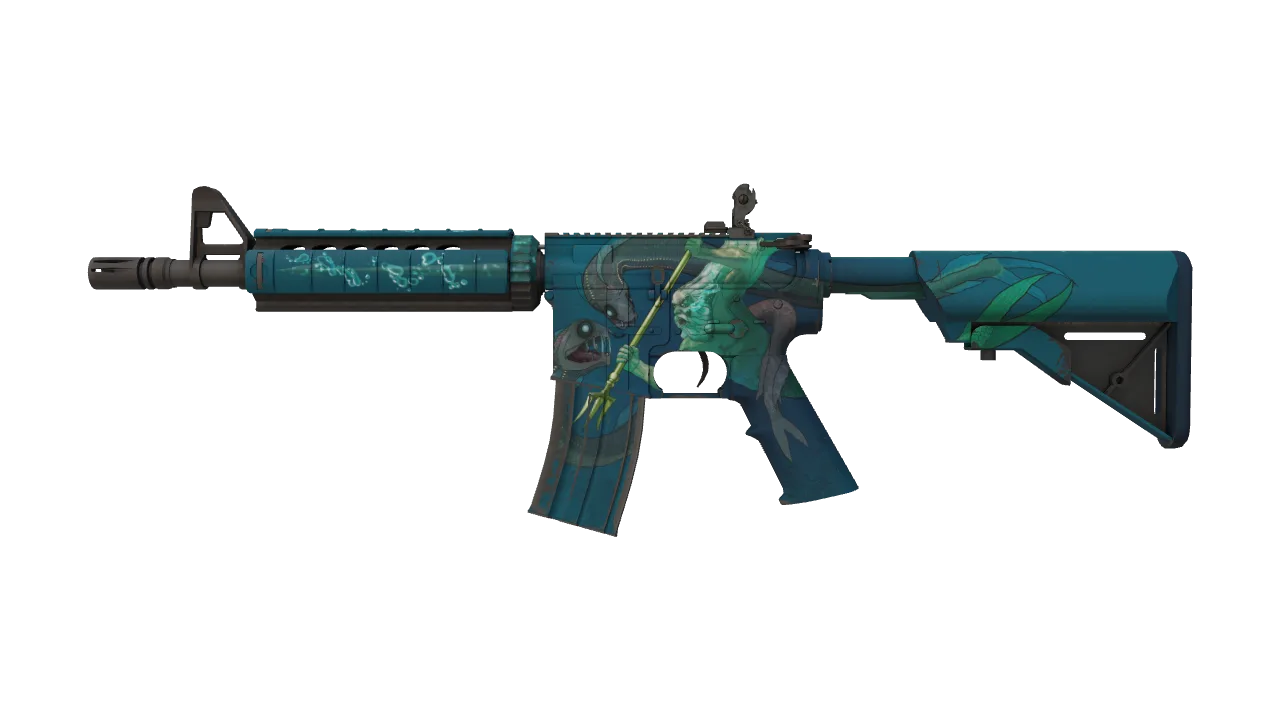 M4A4 | Poseidon (Factory New) — Dust II light, front
