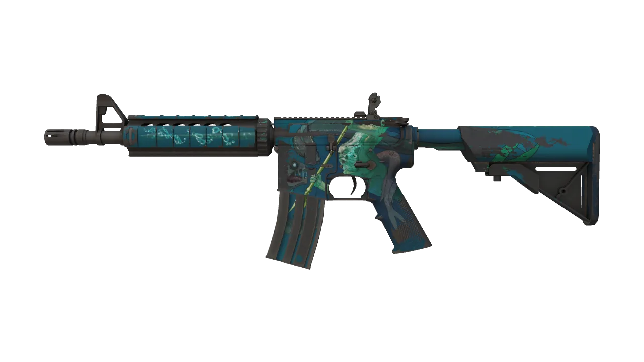 M4A4 | Poseidon (Field-Tested) — Dust II light, front