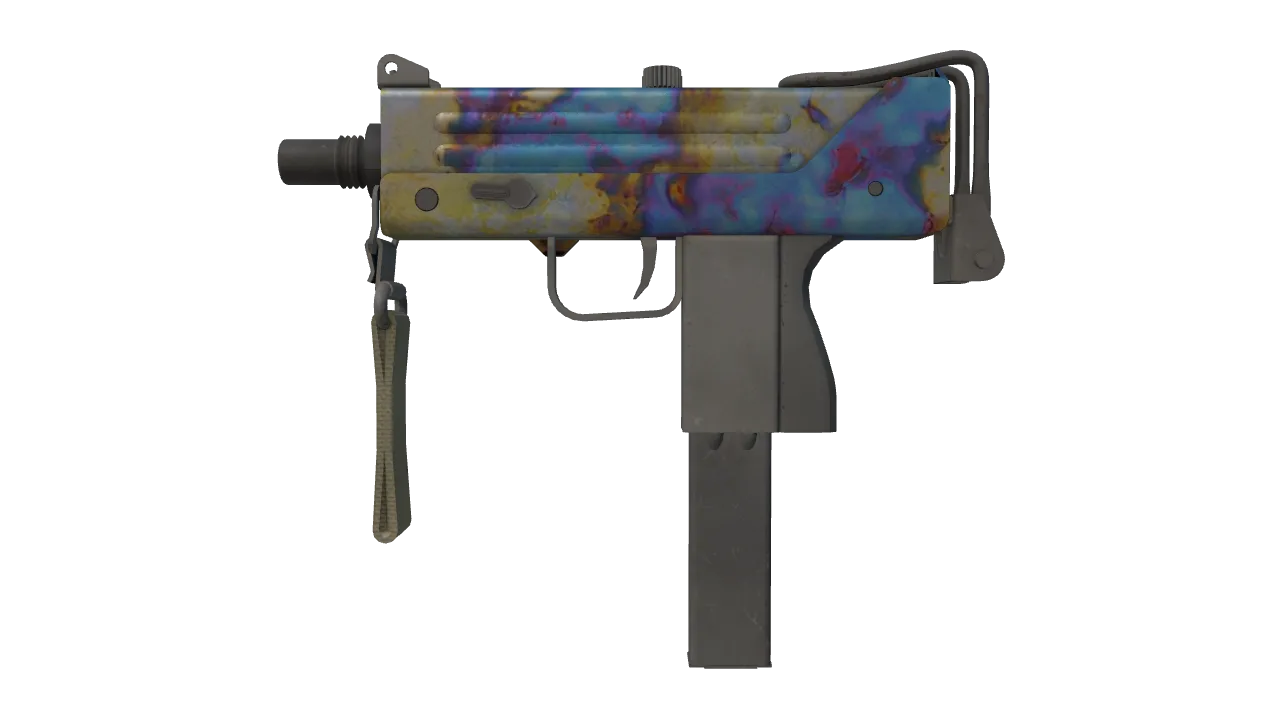 MAC-10 | Case Hardened (Field-Tested) — Dust II light, front