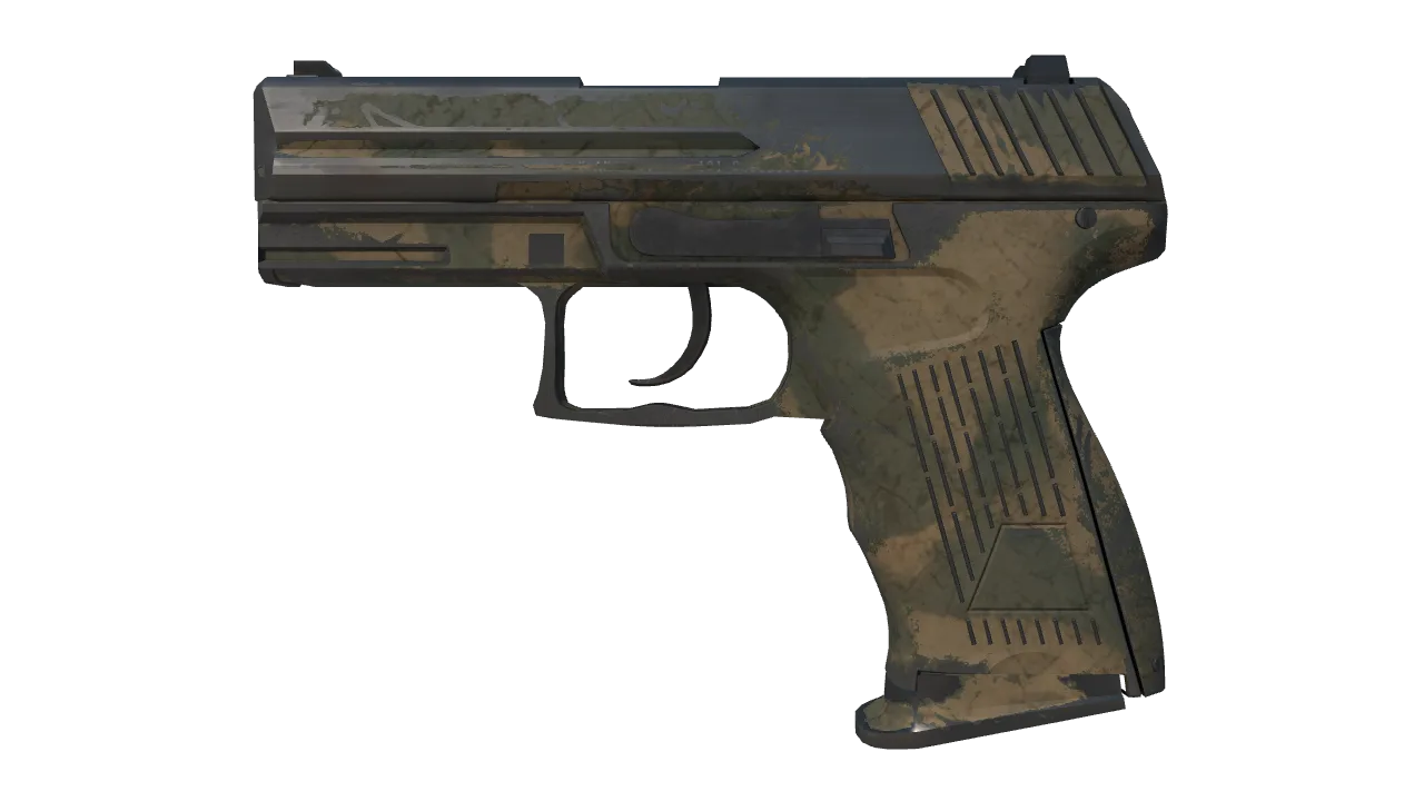 P2000 | Grassland Leaves (Battle-Scarred) — Dust II light, front