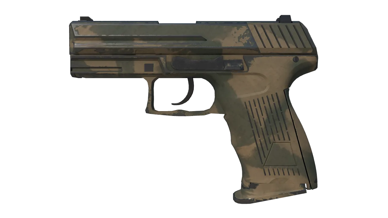 P2000 | Grassland Leaves (Field-Tested) — Dust II light, front