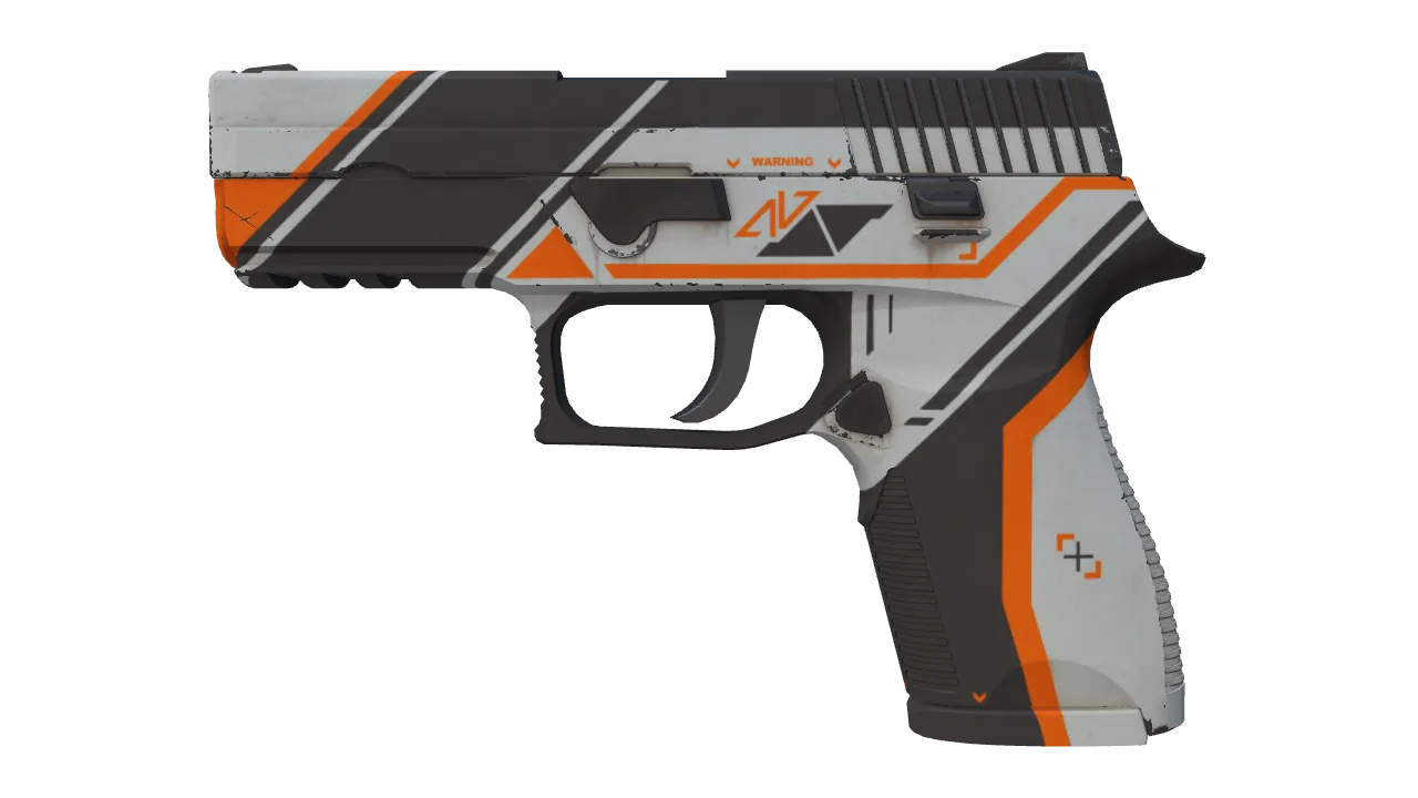 P250 | Asiimov (Well-Worn) — Dust II light, front