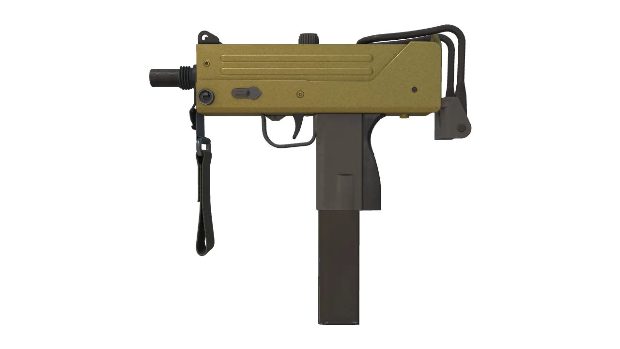 MAC-10 | Gold Brick (Factory New) — Dust II light, front