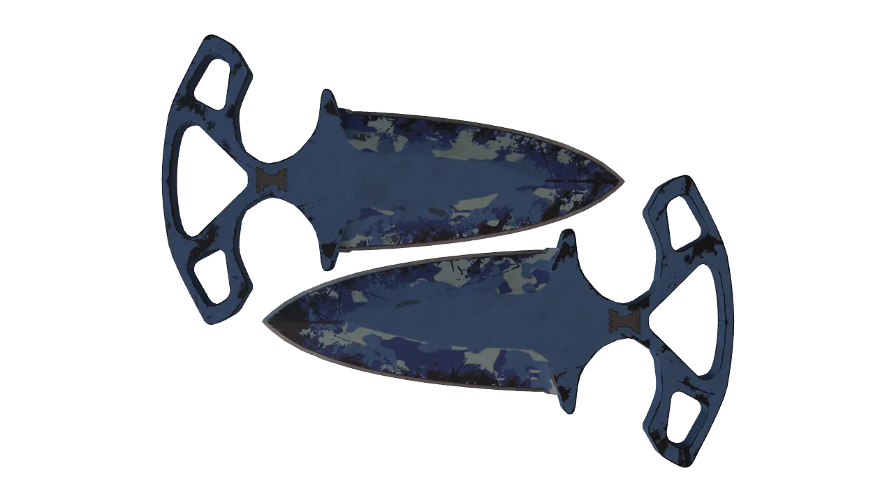 StatTrak™ ★ Shadow Daggers | Bright Water (Battle-Scarred) — Dust II light, front