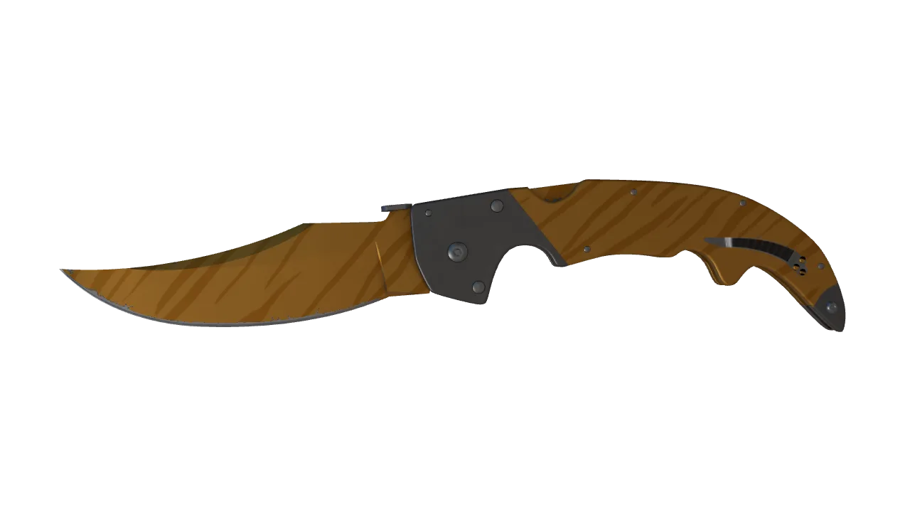 ★ Falchion Knife | Tiger Tooth (Minimal Wear) — Dust II light, front