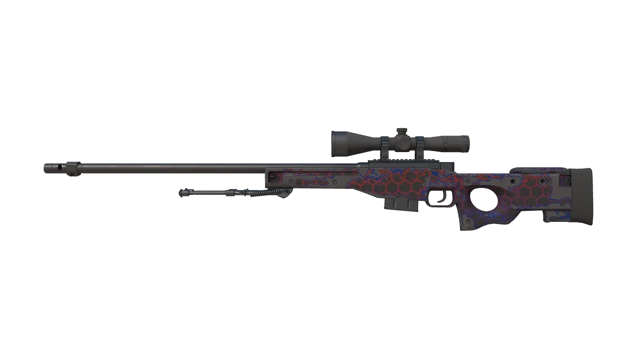 AWP | Electric Hive (Well-Worn) — Dust II light, front