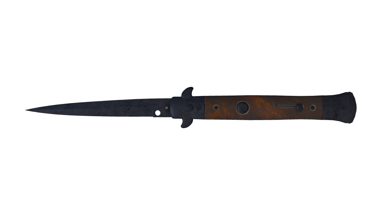 ★ Stiletto Knife | Blue Steel (Battle-Scarred) — Dust II light, front