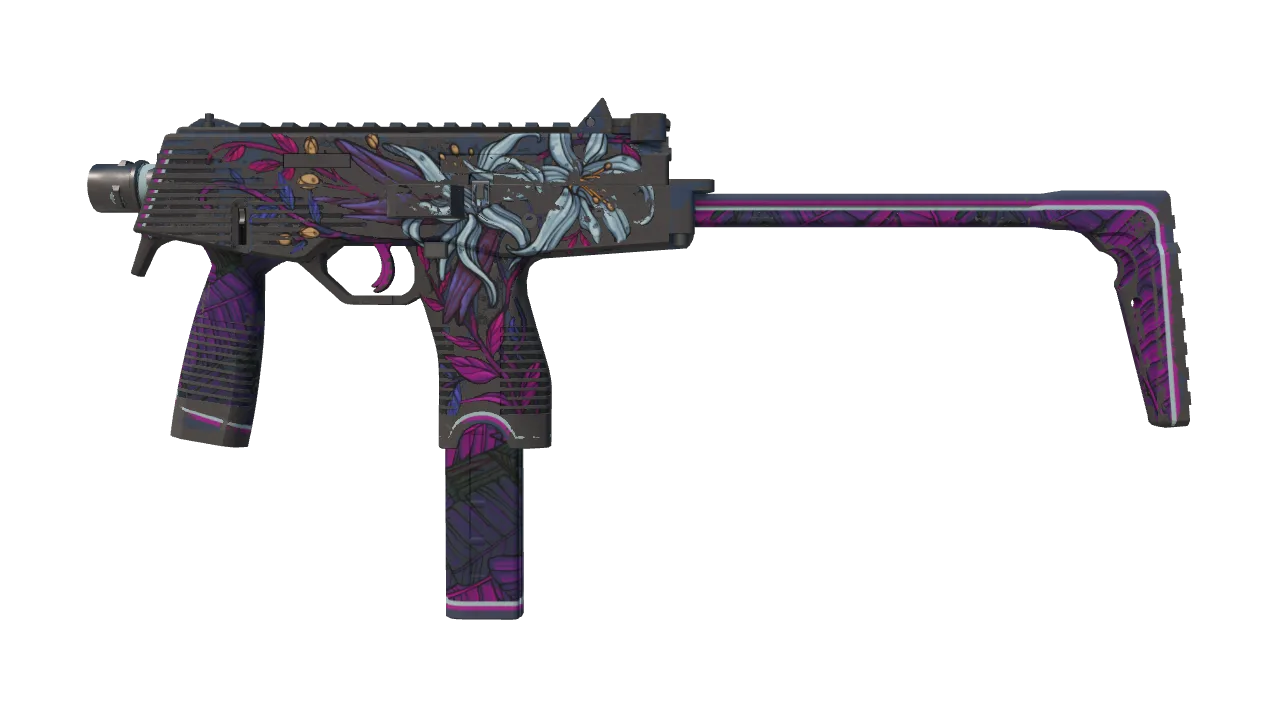 MP9 | Wild Lily (Battle-Scarred) — Dust II light, front