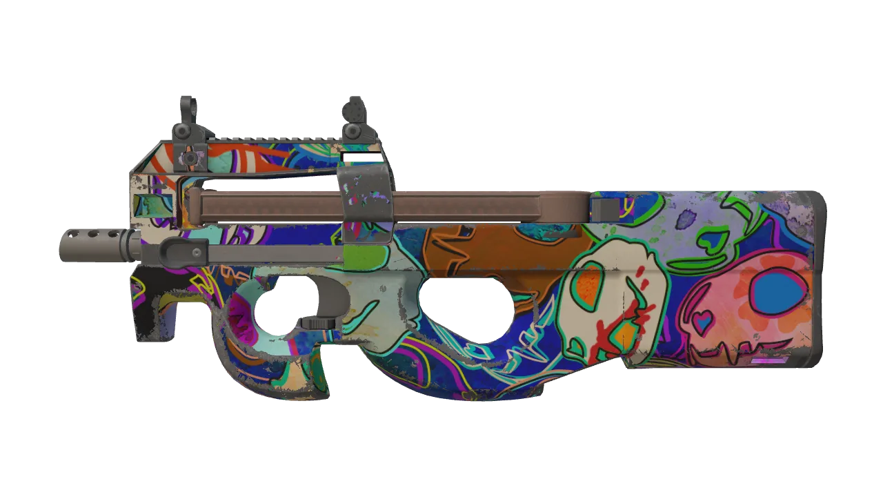 StatTrak™ P90 | Death by Kitty (Field-Tested) — Dust II light, front