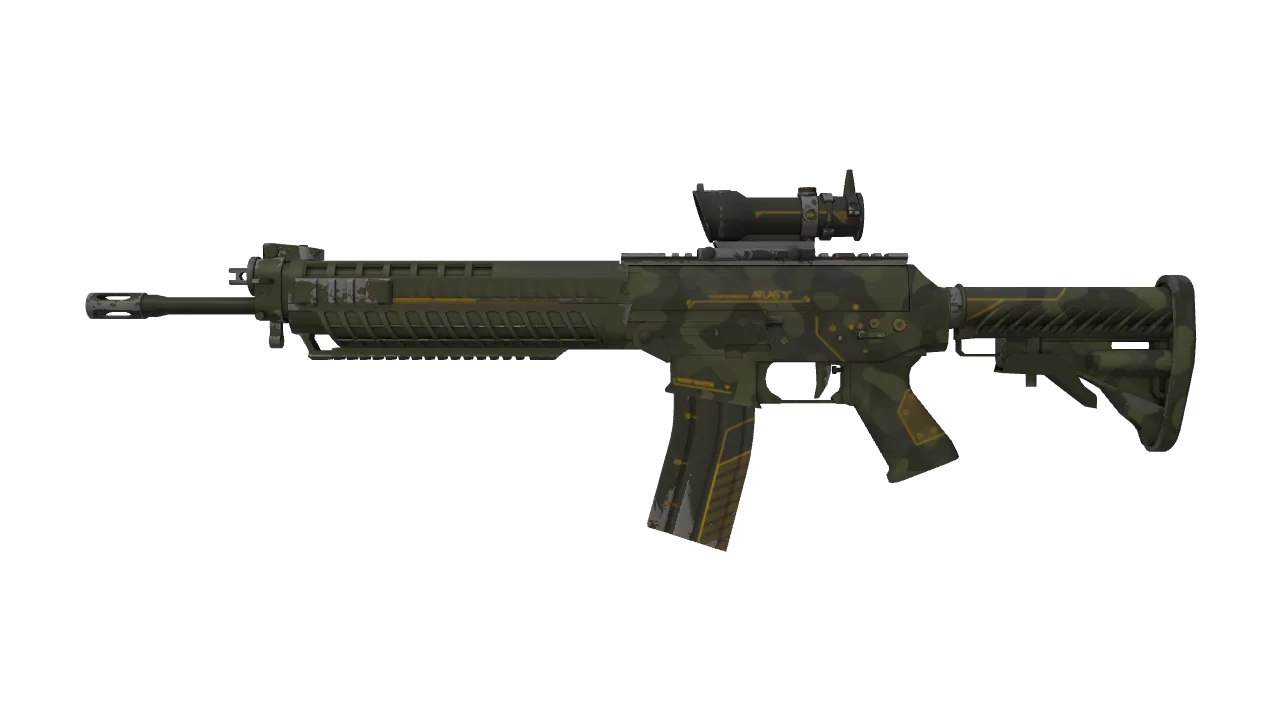 SG 553 | Atlas (Minimal Wear) — Dust II light, front