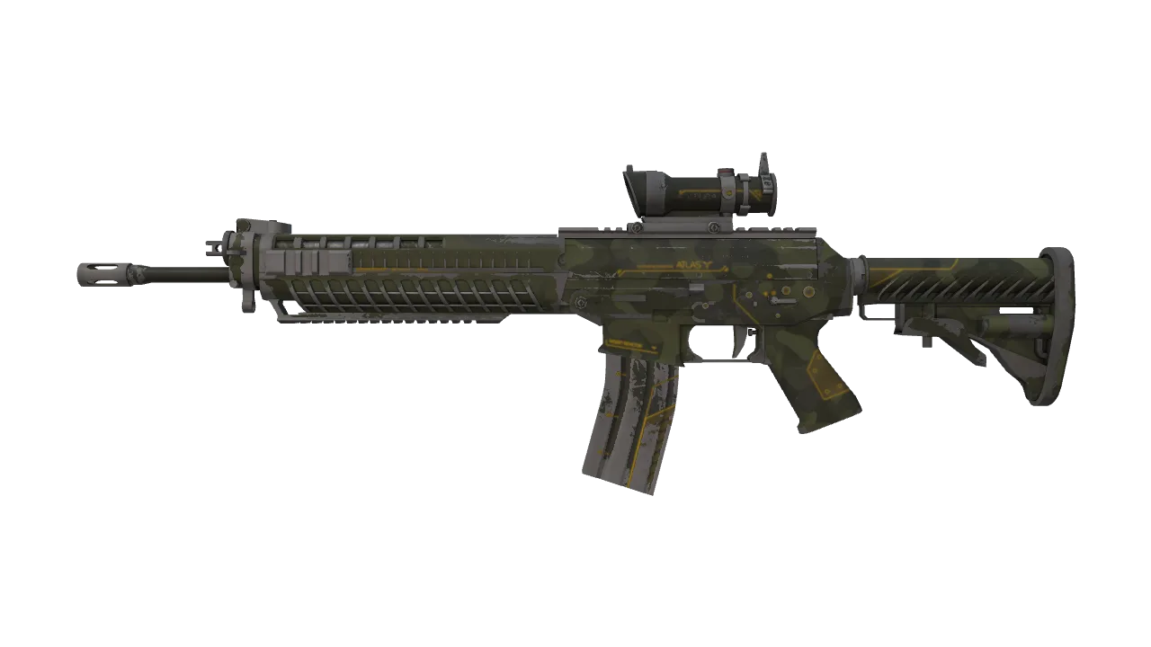 SG 553 | Atlas (Well-Worn) — Dust II light, front