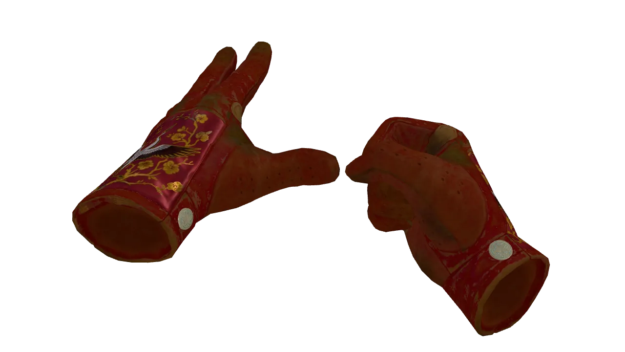 ★ Driver Gloves | Brocade Crane (Battle-Scarred) — Dust II light, front