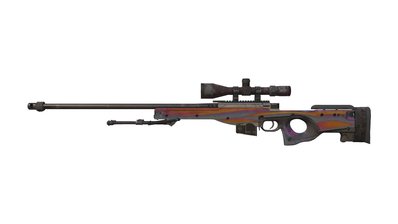 Souvenir AWP | Chrome Cannon (Well-Worn) — Dust II light, front