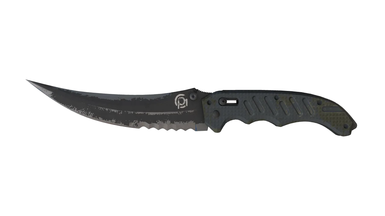 ★ Flip Knife | Night (Battle-Scarred) — Dust II light, front
