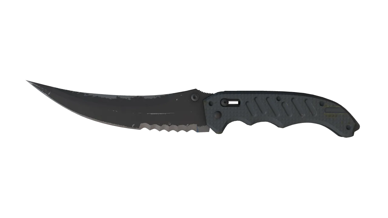 StatTrak™ ★ Flip Knife | Night (Well-Worn) — Dust II light, front