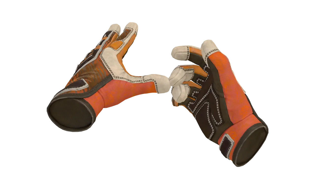 ★ Specialist Gloves | Tiger Strike (Minimal Wear) — Dust II light, front
