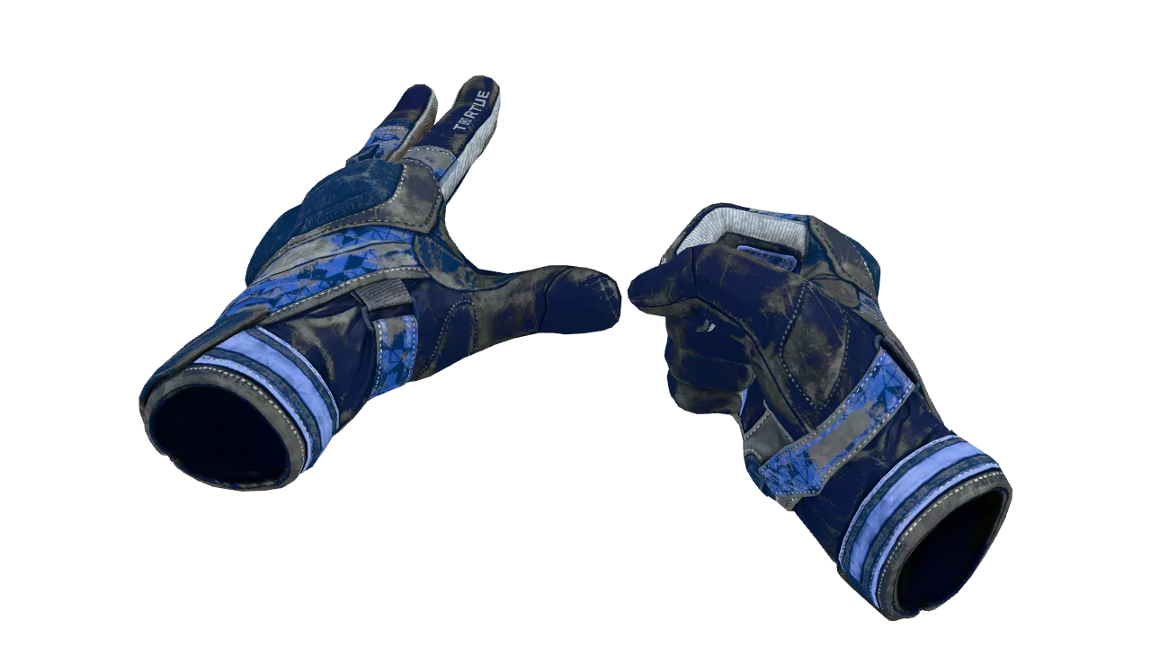 ★ Moto Gloves | Polygon (Battle-Scarred) — Dust II light, front